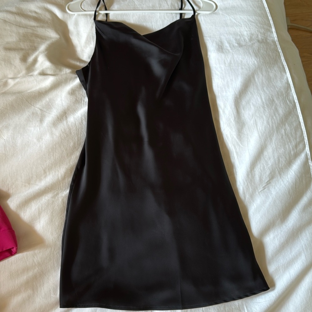Urban Outfitters Cowl Neck Black Slip Mini Dress, Size medium